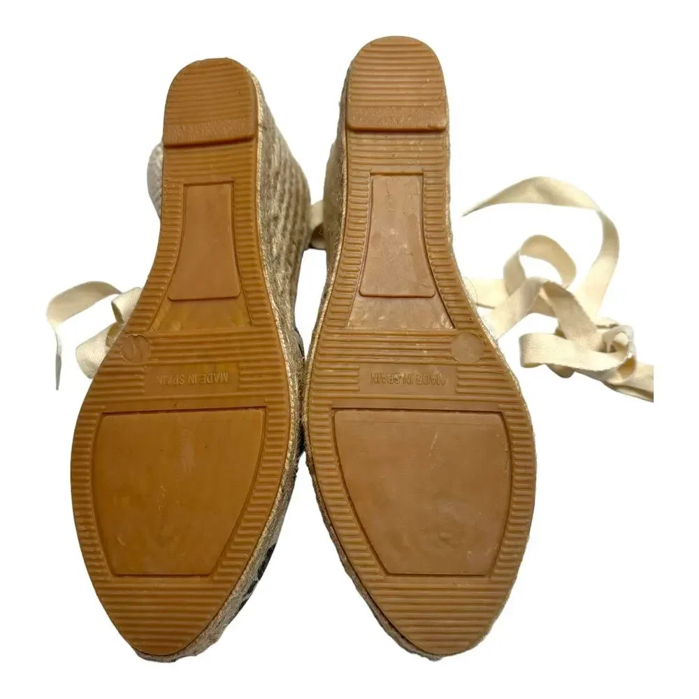 Margaux Leopard Print Lace-Up Espadrille Wedge Sandals Size 9.5